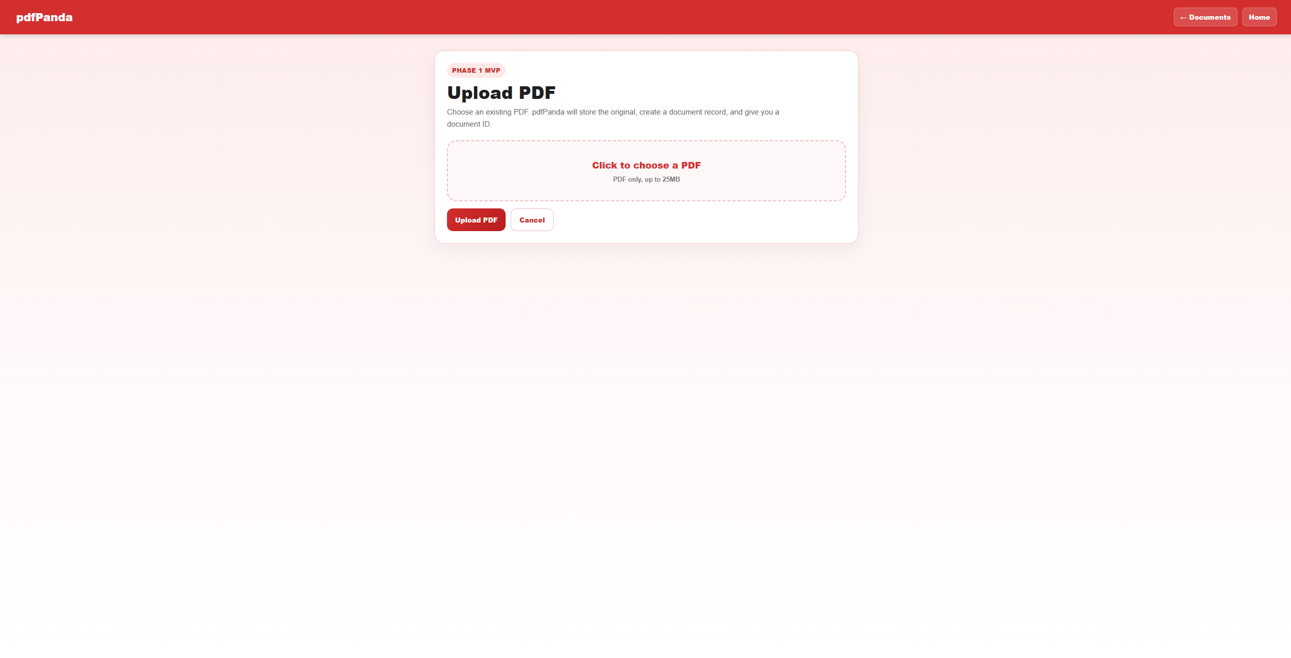 pdfPanda upload PDF page before a file has been selected